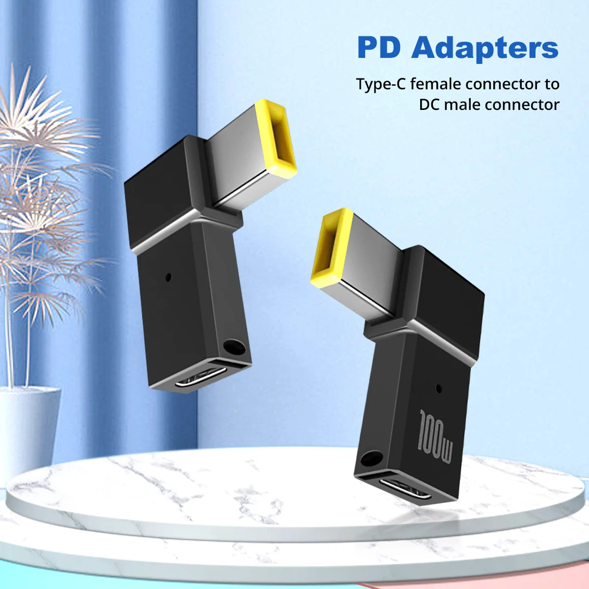 PD 100W USB Type-C Female to DC Male Adapter for Lenovo ThinkPad | Fast Charging Cable Converter Square PD Plug