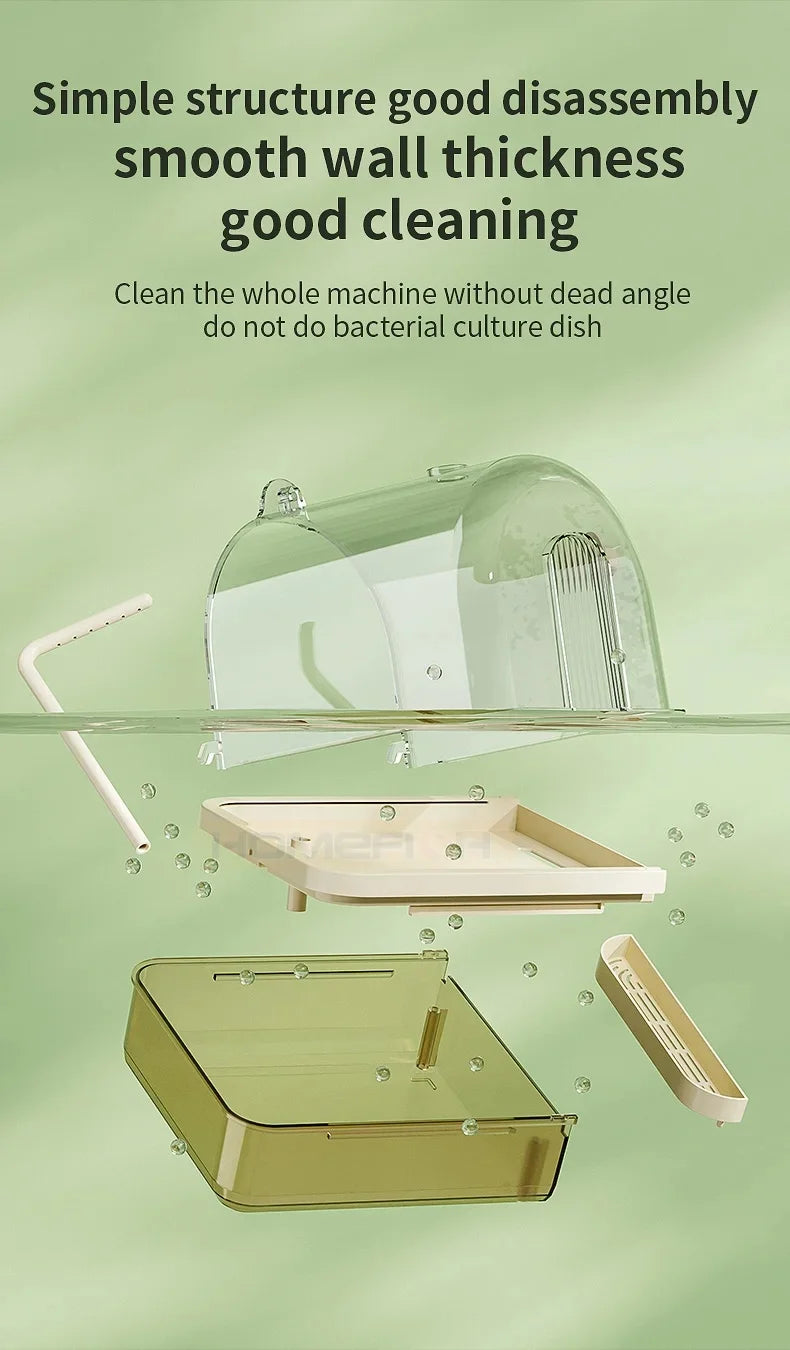 🐦💦 Clear Hanging Bird Bath with Automatic Water Circulation | Space-Saving Bird Shower 🚿 | Easy-Clean Bird Cage Accessory