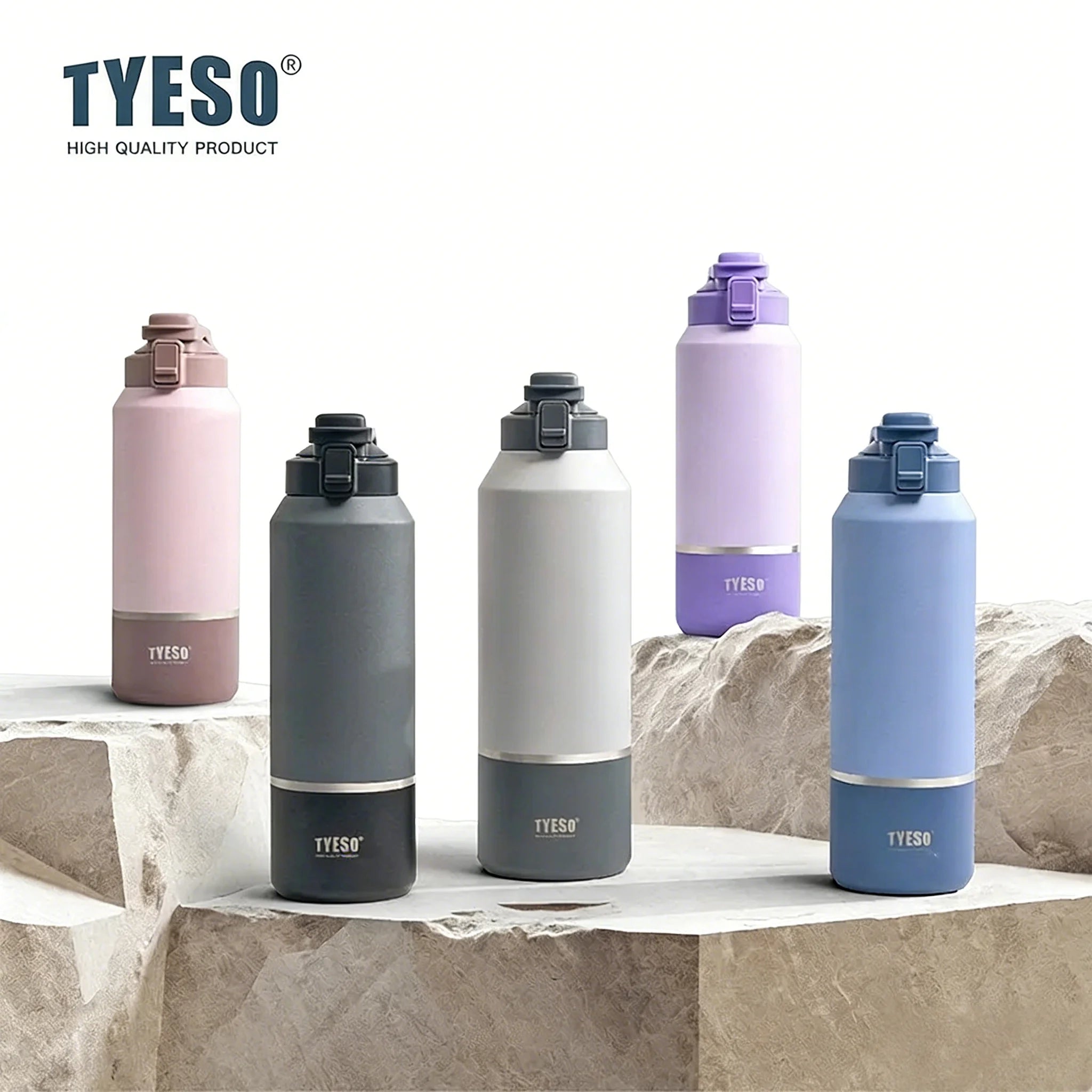 TYESO Large Capacity Insulated Water Bottle – Leakproof Travel Mug with Handle 💧✨