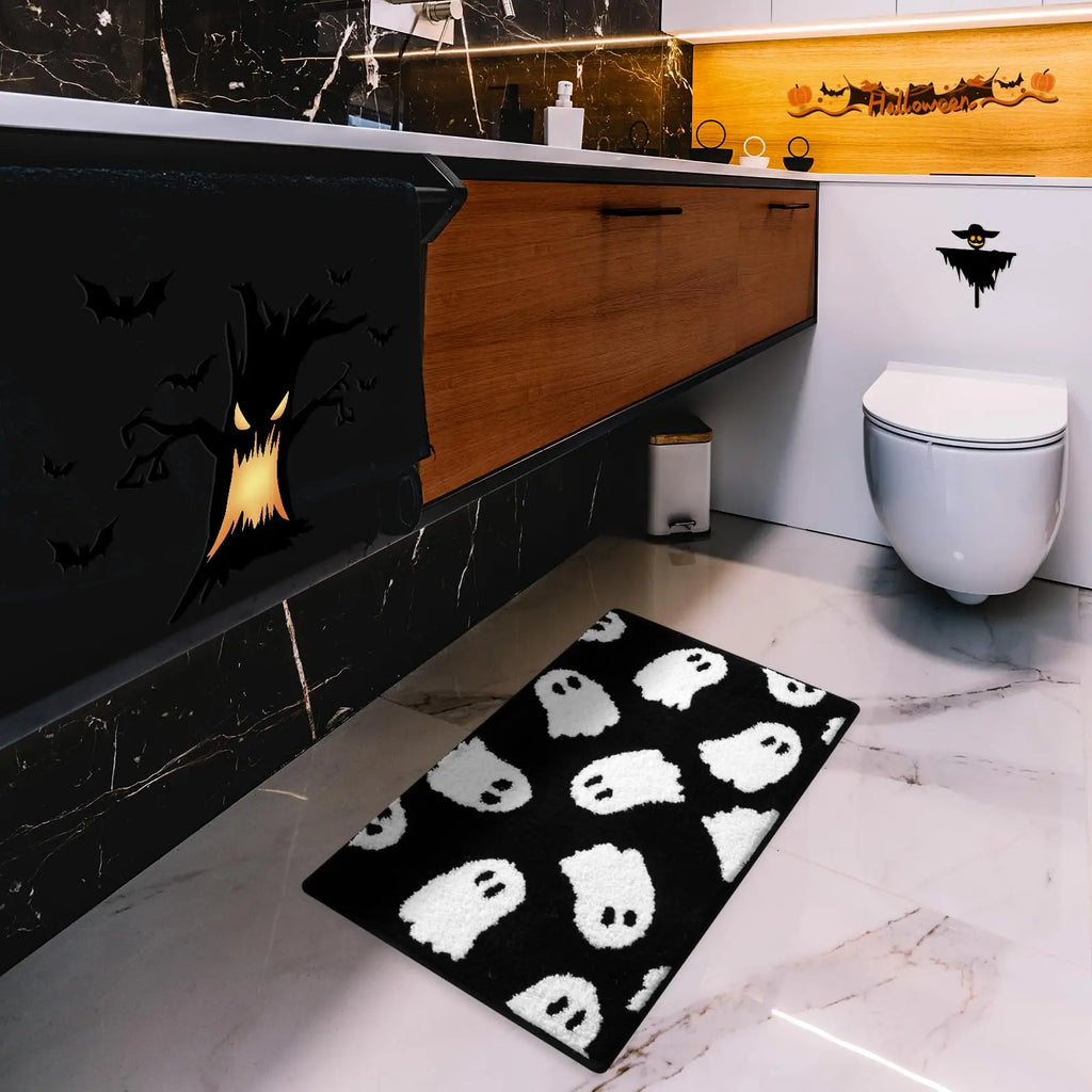 Black Ghost Halloween Bath Mat – Soft & Non-Slip