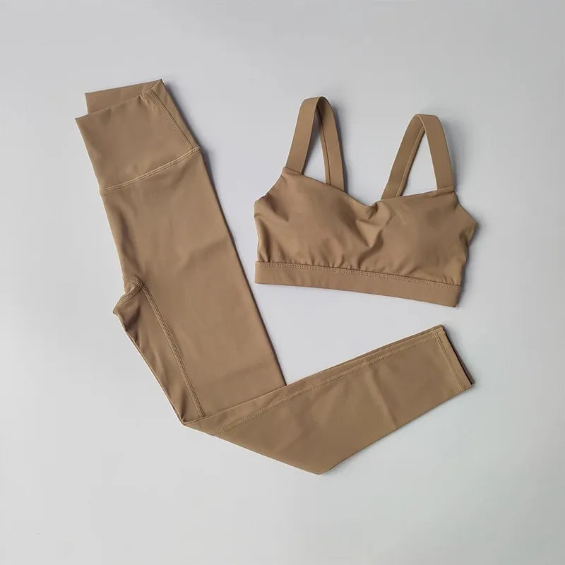 Seamless Yoga Set for Women, Workout Sportswear, Gym Clothing, Fitness Push Up Bra Set, High Waist Leggings, 2Pcs Sports Suits