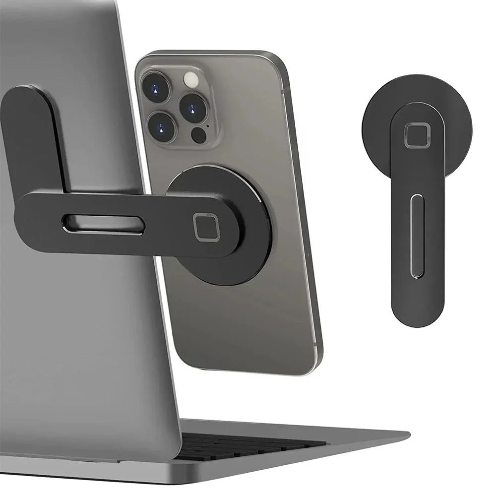 Magnetic Laptop Phone Holder – Slim Foldable Side Mount