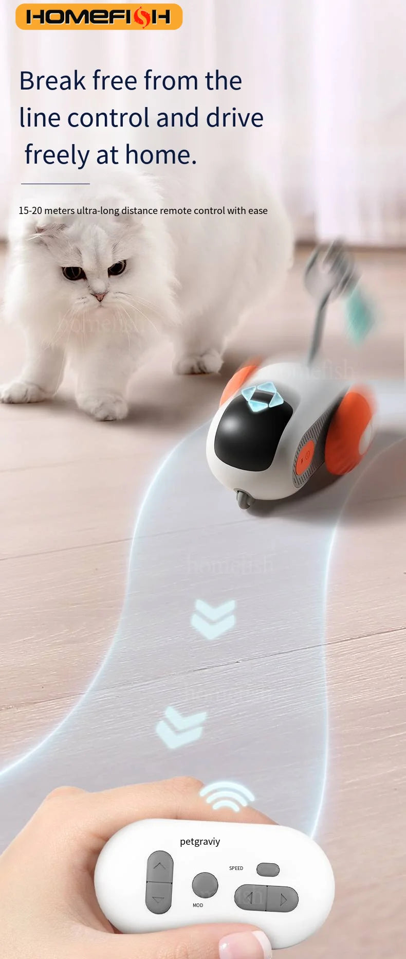 🐱🚗 Smart Cat Car Toy 🐾✨ | 2-Mode Automatic Moving & Remote Controlled Car 🎮 | Interactive Training Toy for Cats & Dogs 🐶💖