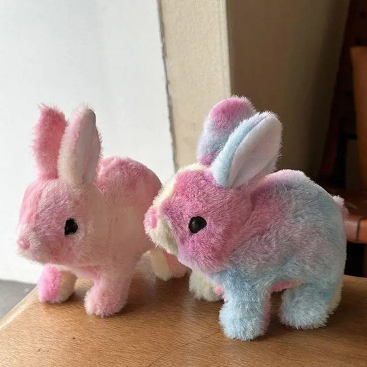 🐰🌈 Colorful Electric Rabbit Toy – Walking Plush Bunny with Flashing Ears | Interactive Gift for Girls & Kids