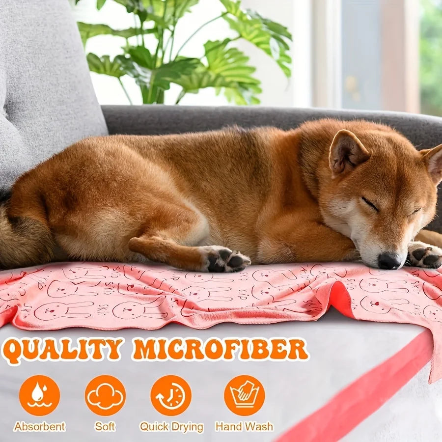 🛁🐾 Ultra Fine Fiber Super Absorbent Pet Bath Towel – Fast Drying