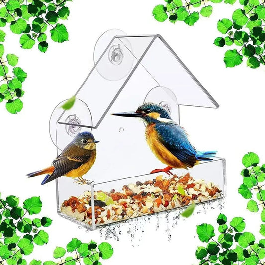 🐦🏡 Clear Acrylic Window Bird Feeder with Suction Cups