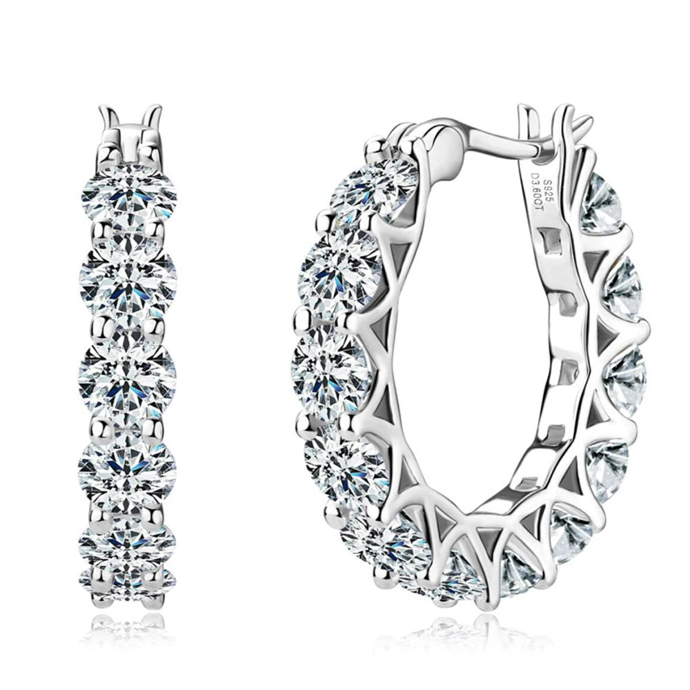 💎✨ Luxury Full Moissanite Hoop Earrings 🤍 | Certified 3.6CT Moissanite Diamond Earrings 💍 | 925 Sterling Silver Wedding Jewelry for Women 👰