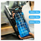 LUSQI Large Capacity Water Bottle (1.5L / 2L / 3L) – Leakproof Straw Bottle with Time Marker 💧✨