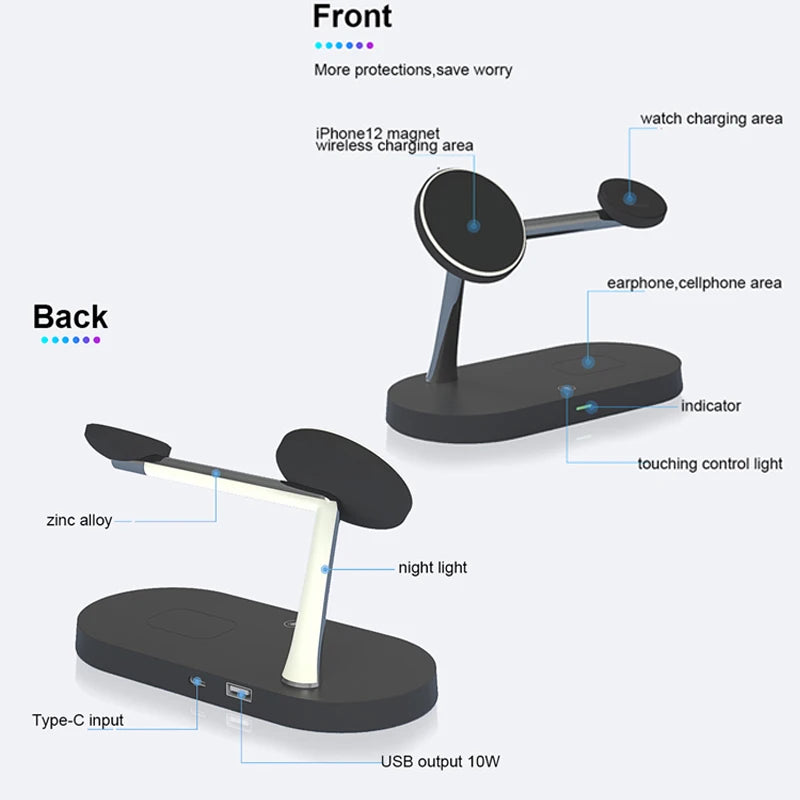 3-in-1 Wireless Charger Stand – Fast Charging for iPhone, Apple Watch & AirPods