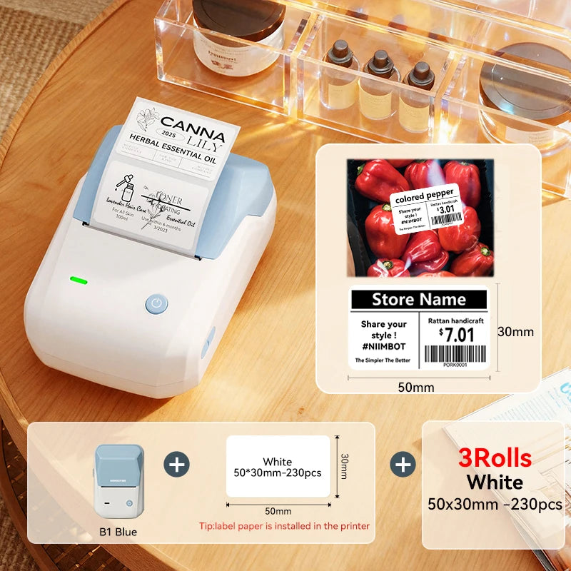 🏷️📱 NIIMBOT B1 Portable Thermal Label Printer – 2 Inch Bluetooth Sticker Maker