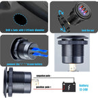 12V/24V Fast Charge USB Socket – 54W PD USB‑C + Dual QC3.0 Ports | Marine, Motorcycle, Truck & Car Power Outlet
