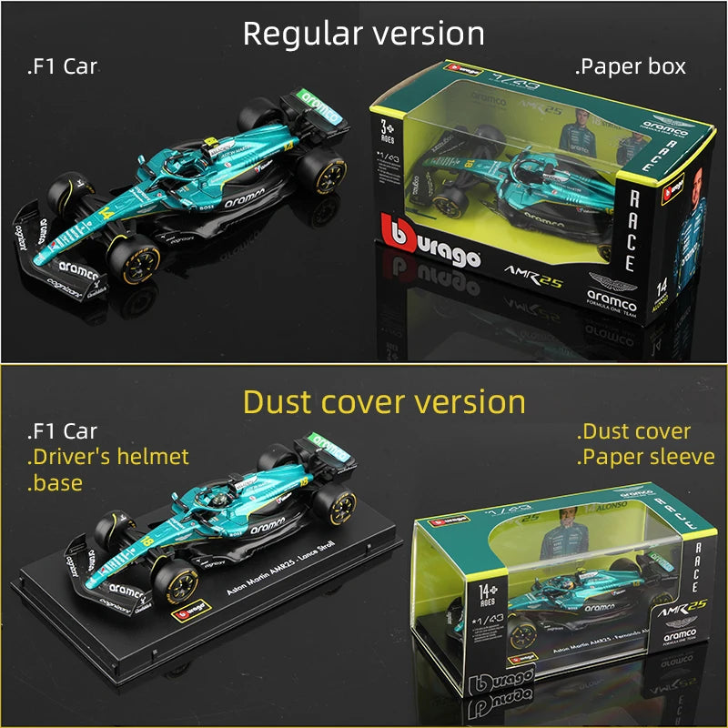 1:43 Aston Martin AMR25 F1 Die‑Cast Model Car – 2025 Alonso #14 & Stroll #18 Miniature Racing Collectible