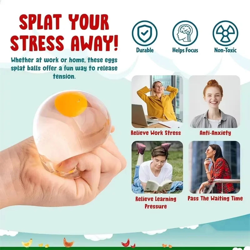 Funky Egg Squishy Ball – Clear Splat Sensory Fidget Toy