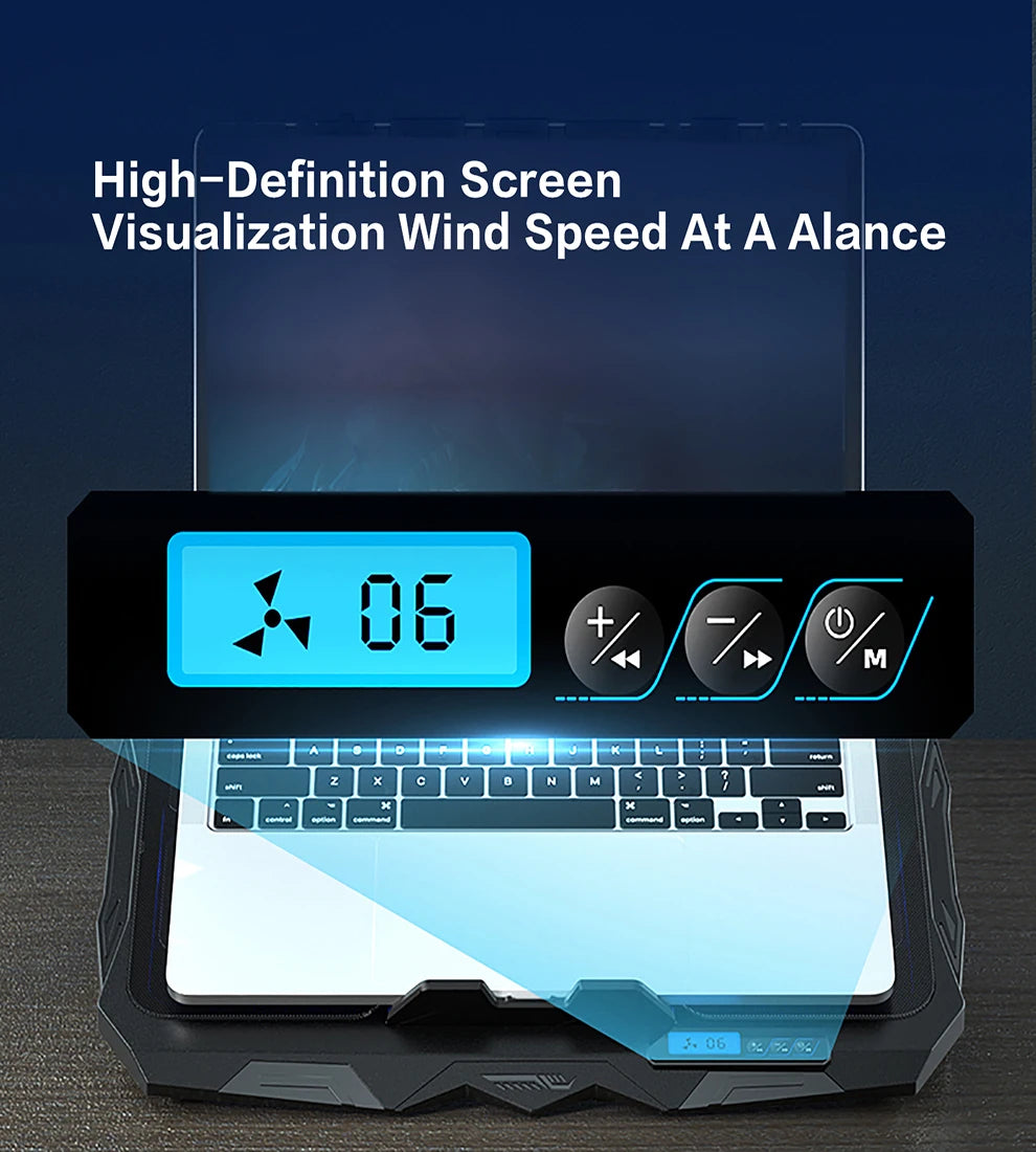 ❄️💻 Laptop Cooling Stand – 5 Height & 6 Wind Speed Adjustable (Up to 17”)