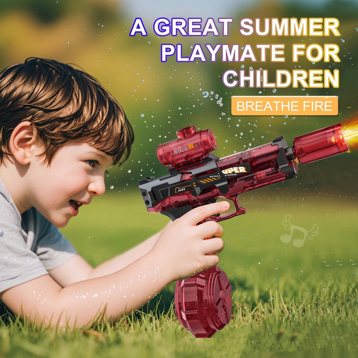 💦⚡ Simulated Recoil Electric Water Gun – Automatic Sensor Light Water Pistol for Kids | Summer Outdoor & Beach Toy