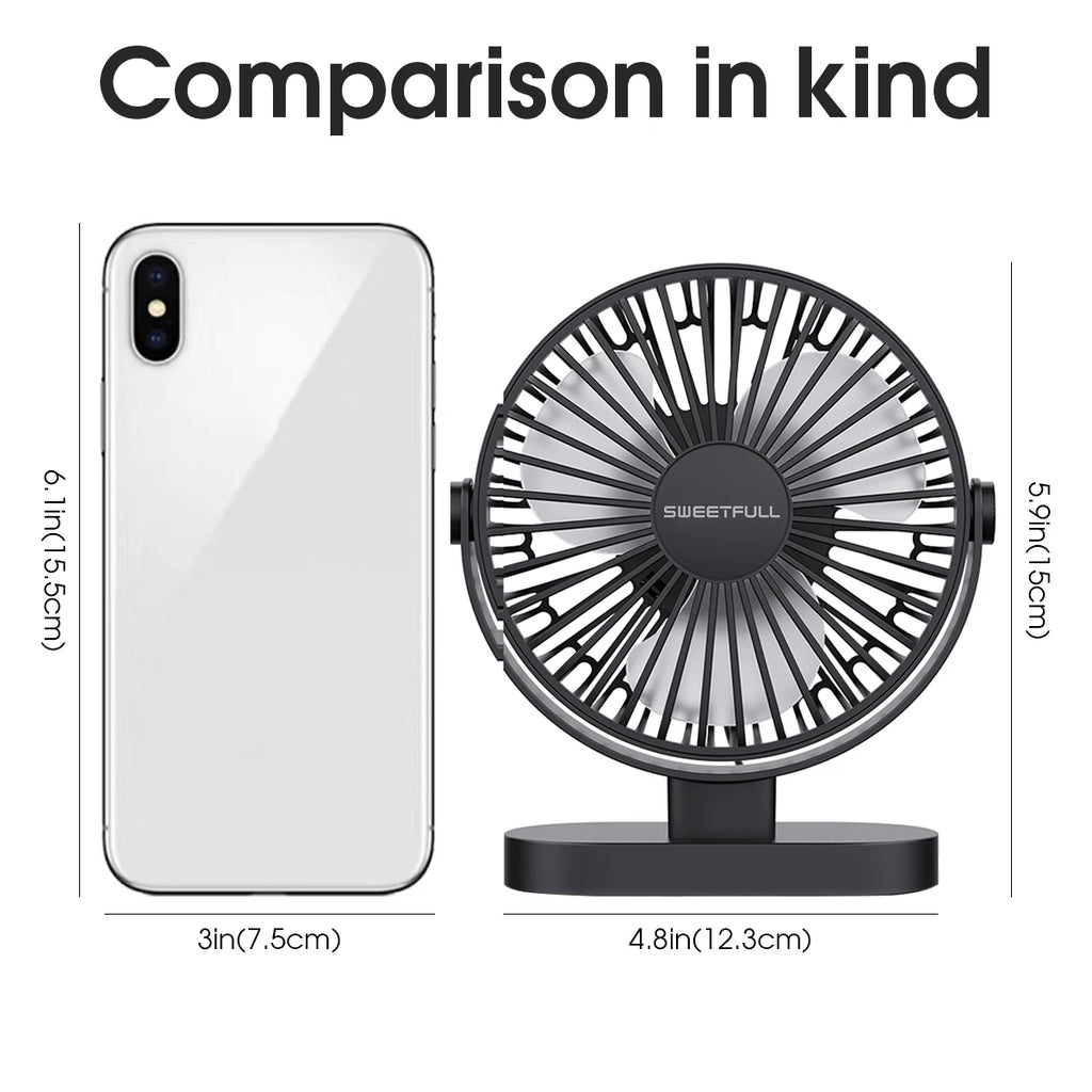 🌬️💻 Portable USB Electric Fan – 3 Speed Silent Mini Cooler