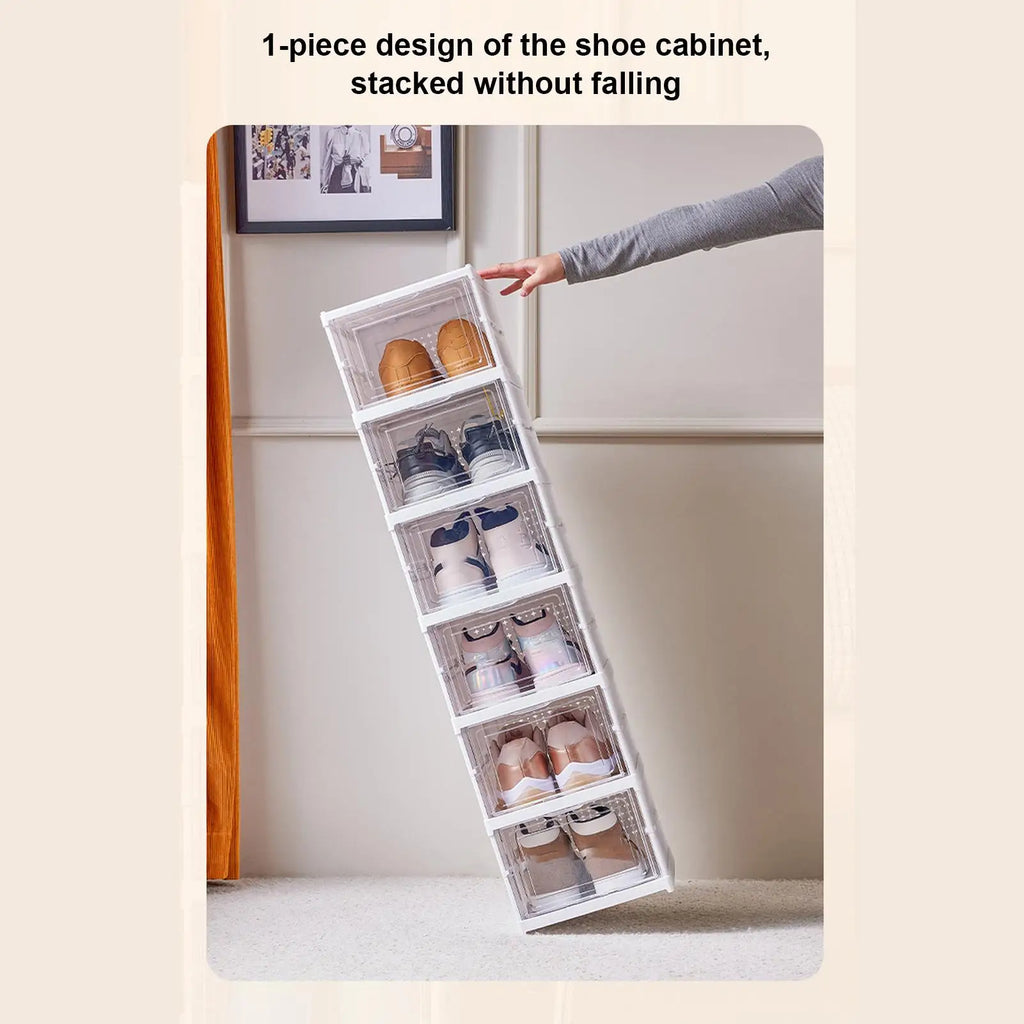 👟✨ Clear Shoe Rack Storage Organizer | Foldable Stackable Shoe Boxes 🧼 | Transparent Shoe Storage for Bedroom, Hallway, Dorm & Workplace