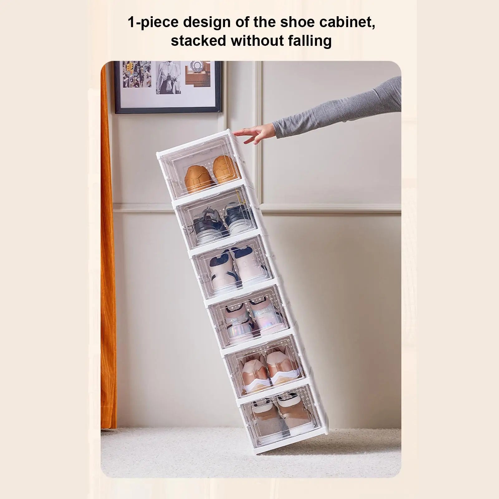 👟✨ Clear Shoe Rack Storage Organizer | Foldable Stackable Shoe Boxes 🧼 | Transparent Shoe Storage for Bedroom, Hallway, Dorm & Workplace