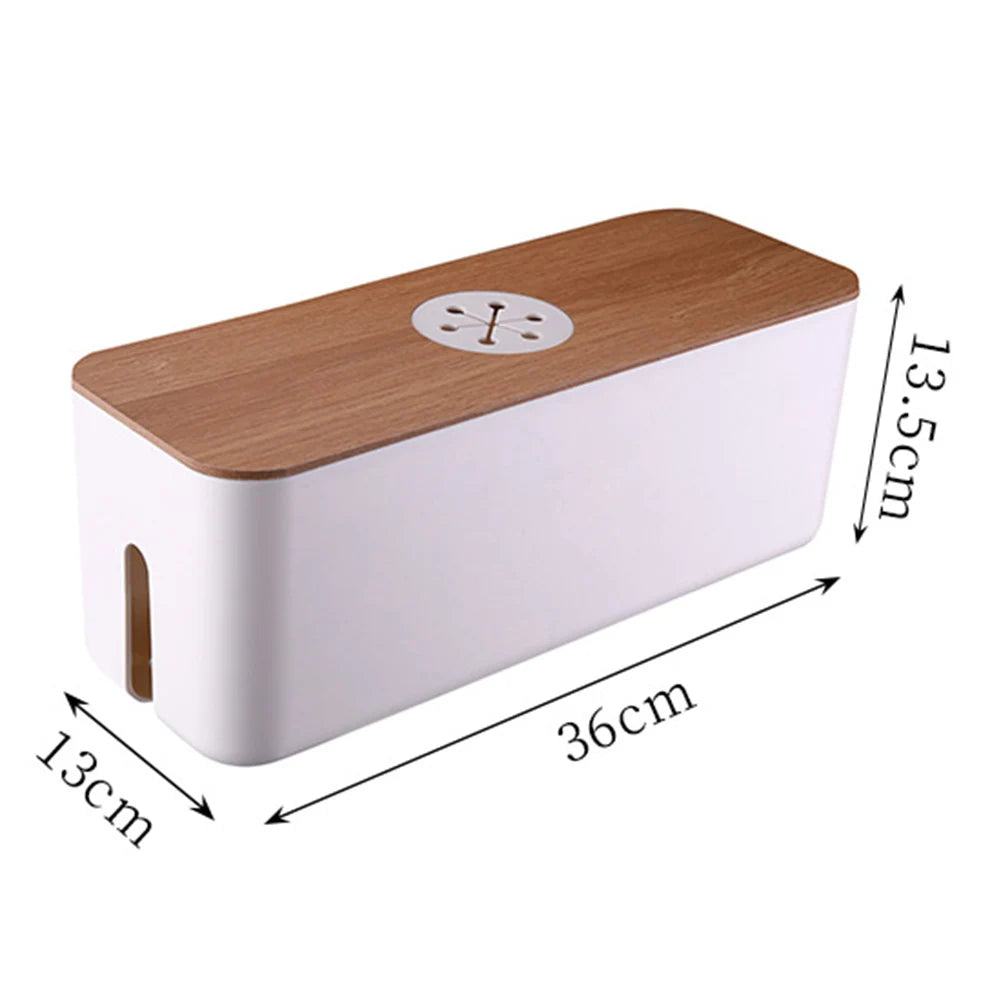 🌿📦 Wooden Cable Storage Box – Power Strip & Wire Organizer