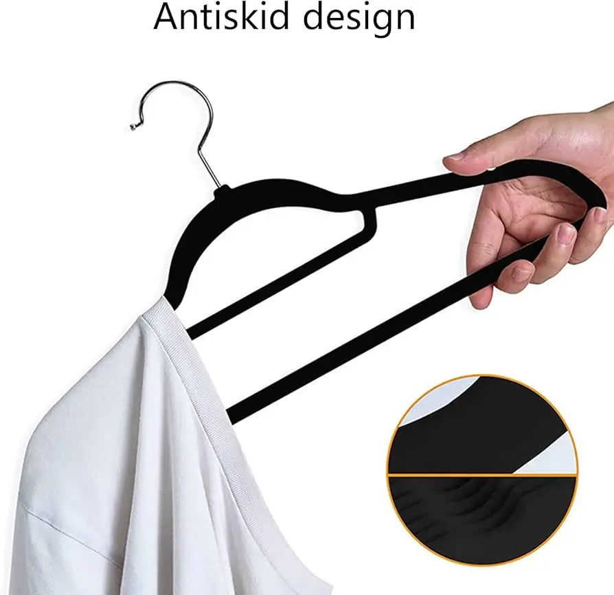 👗✨ Velvet Clothes Hangers Non-Slip (2–60 PCS) | Sturdy Drying & Storage Hangers 🖤 | Wardrobe Organizer Hangers for Bedroom & Closet