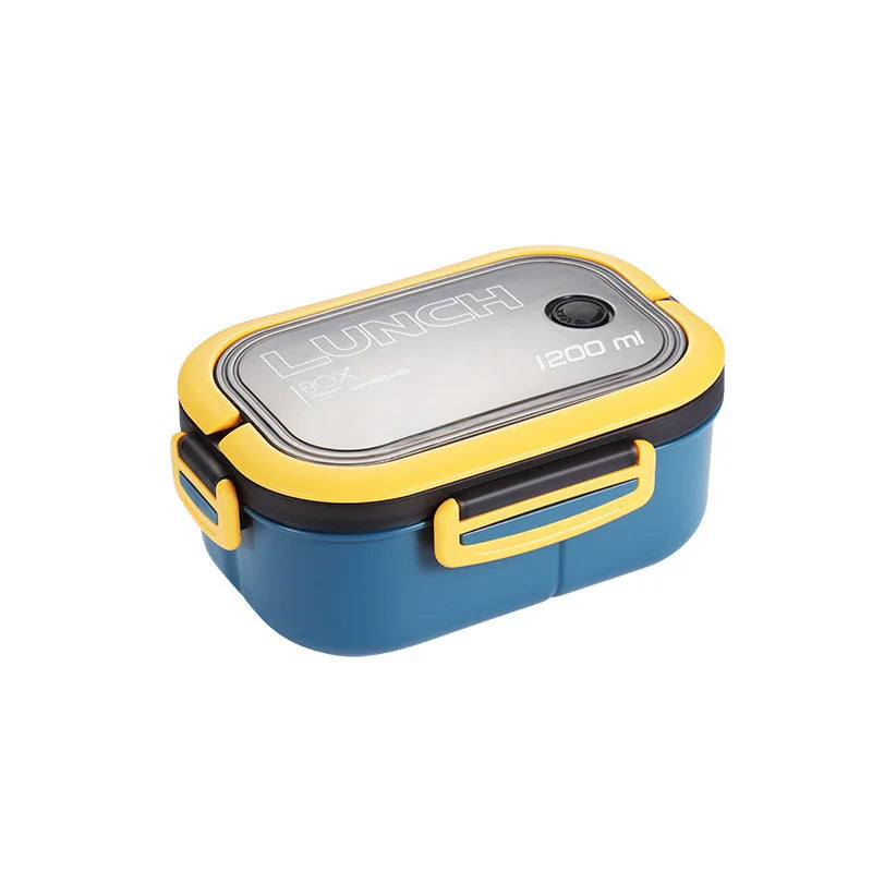 🍱✨ 1200ML Double-Layer Lunch Box | Portable Compartment Microwave Food Box 🍴 | Leakproof Camping & Office Meal Container with Spoon & Fork