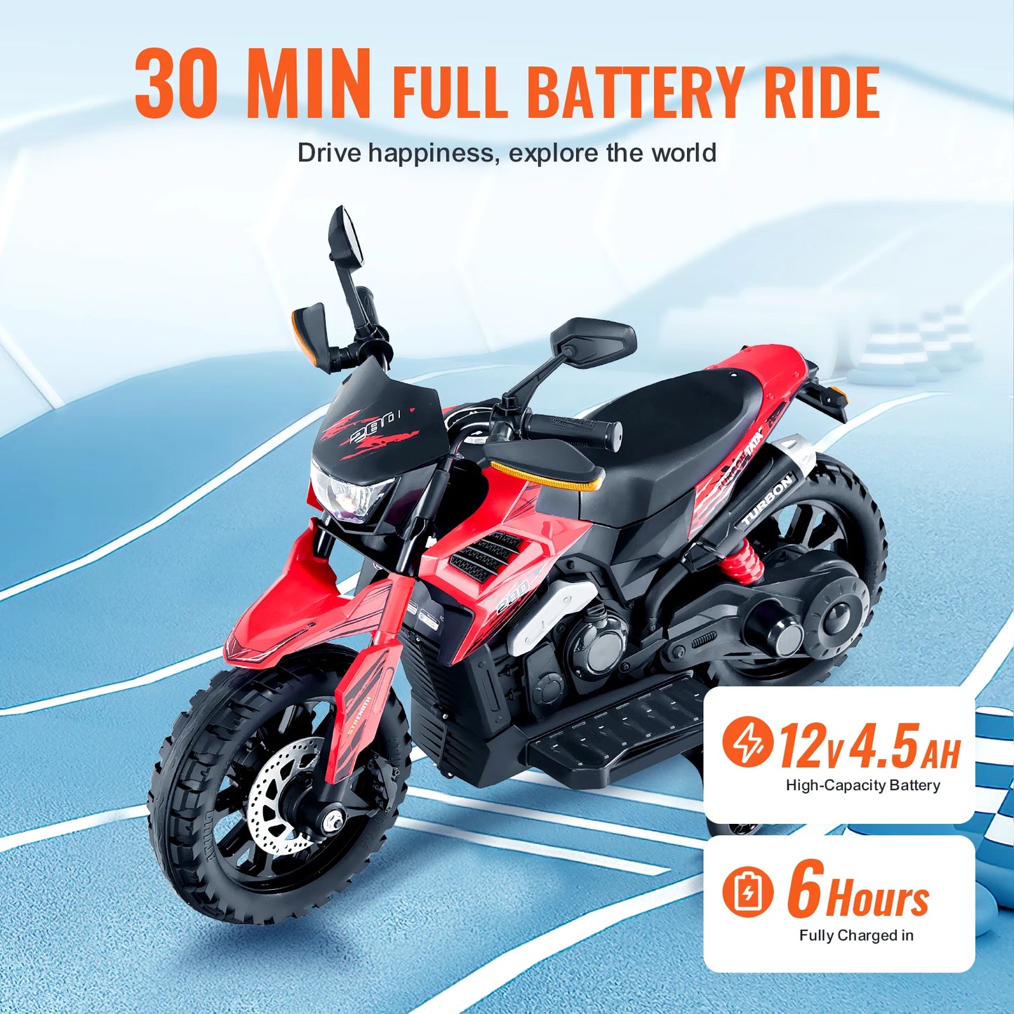 ⚡🏍️ 6V/12V Kids Electric Ride-On Motorcycle – Detachable Training Wheel, Headlight & Bluetooth Music Toy