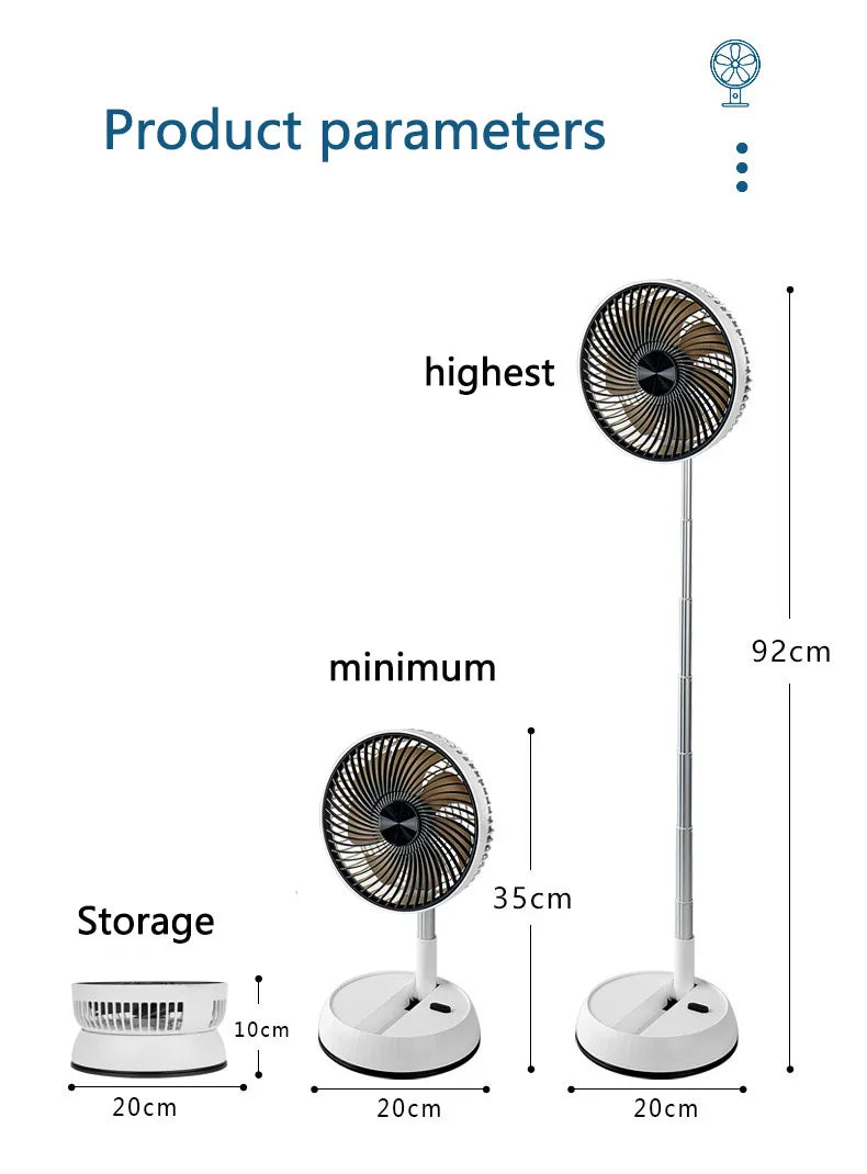 🌬️🌀 Portable Oscillating Standing Fan – Rechargeable with Remote