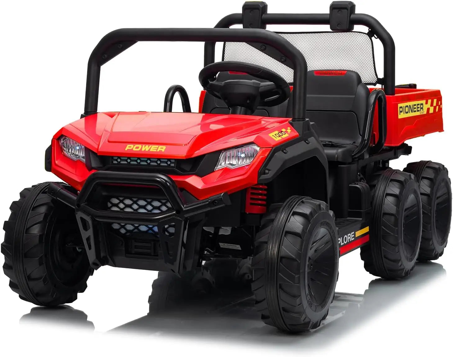🚜⚡ 24V 2-Seater Kids Ride On Dump Truck 4WD Electric Car with Remote Control, Dump Bed, 3 Speed Modes, Music & LED Lights