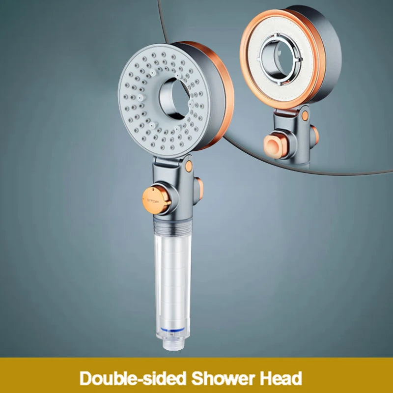 🚿💧 Double-Sided Shower Head – 3 Spray Modes Water-Saving Rainfall Shower with Filter & Booster Nozzle