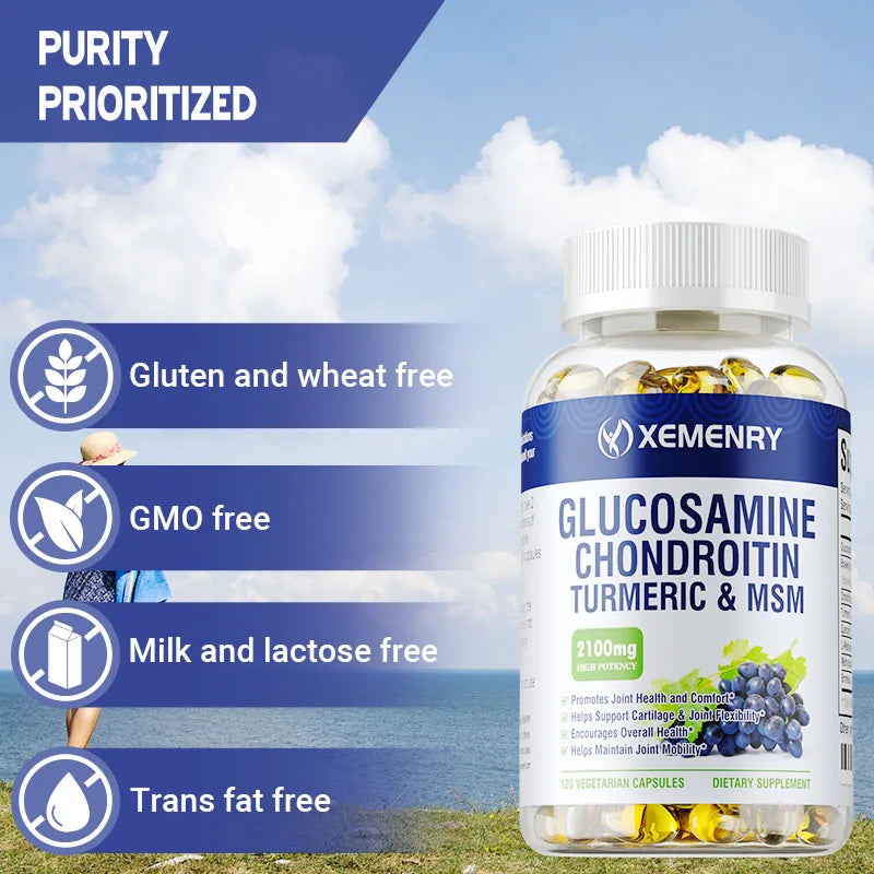 Glucosamine Chondroitin - Supports Healthy Joint Function, Protects Joint Tissue, Relieves Pain, and Improves Mobility