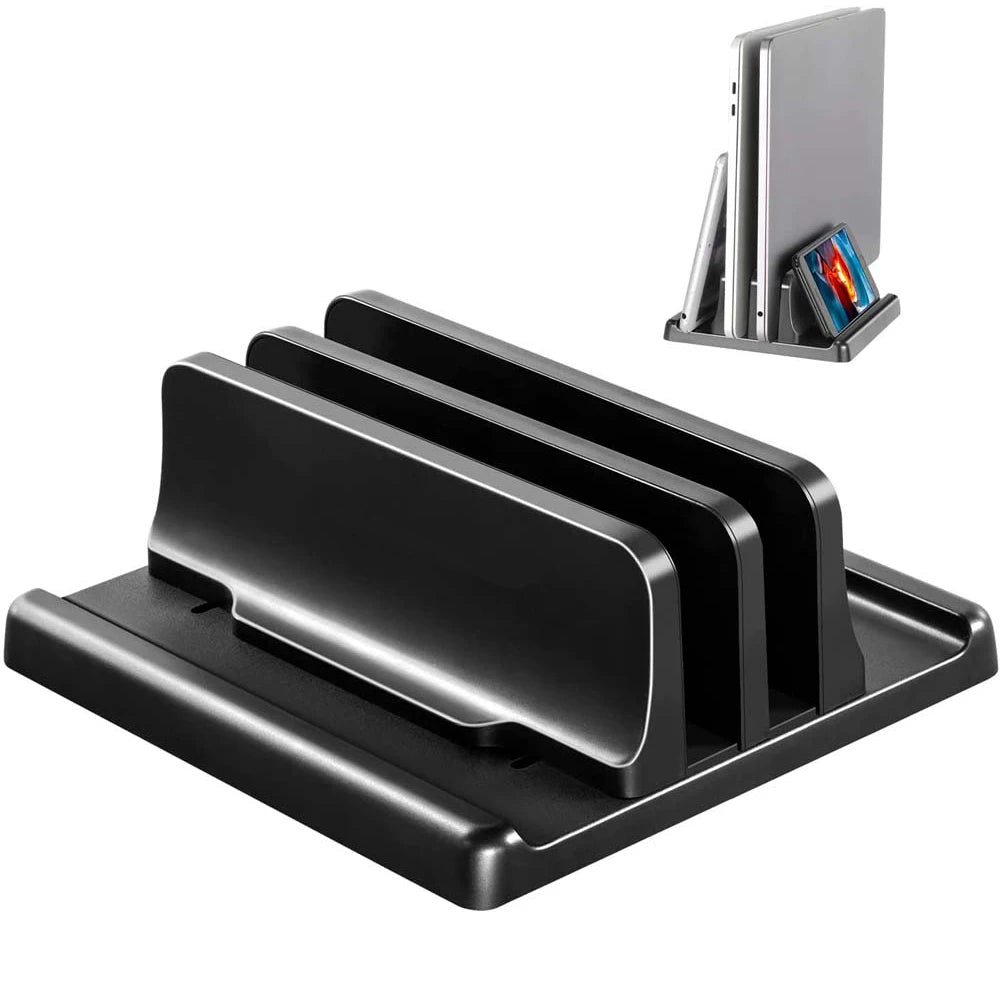 💻📚 Dual-Slot Vertical Laptop Stand – Adjustable Desktop Dock