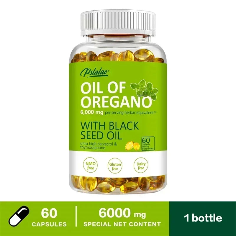🌿 Oregano Oil Softgels 6000mg + Black Seed Oil 200mg 🌿
