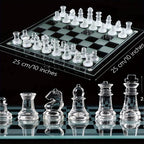 🏆 10" Handcrafted Glass Chess Set ♟️ Premium Quality | Elegant Home Décor ✨ Perfect for Game Nights & Chess Lovers