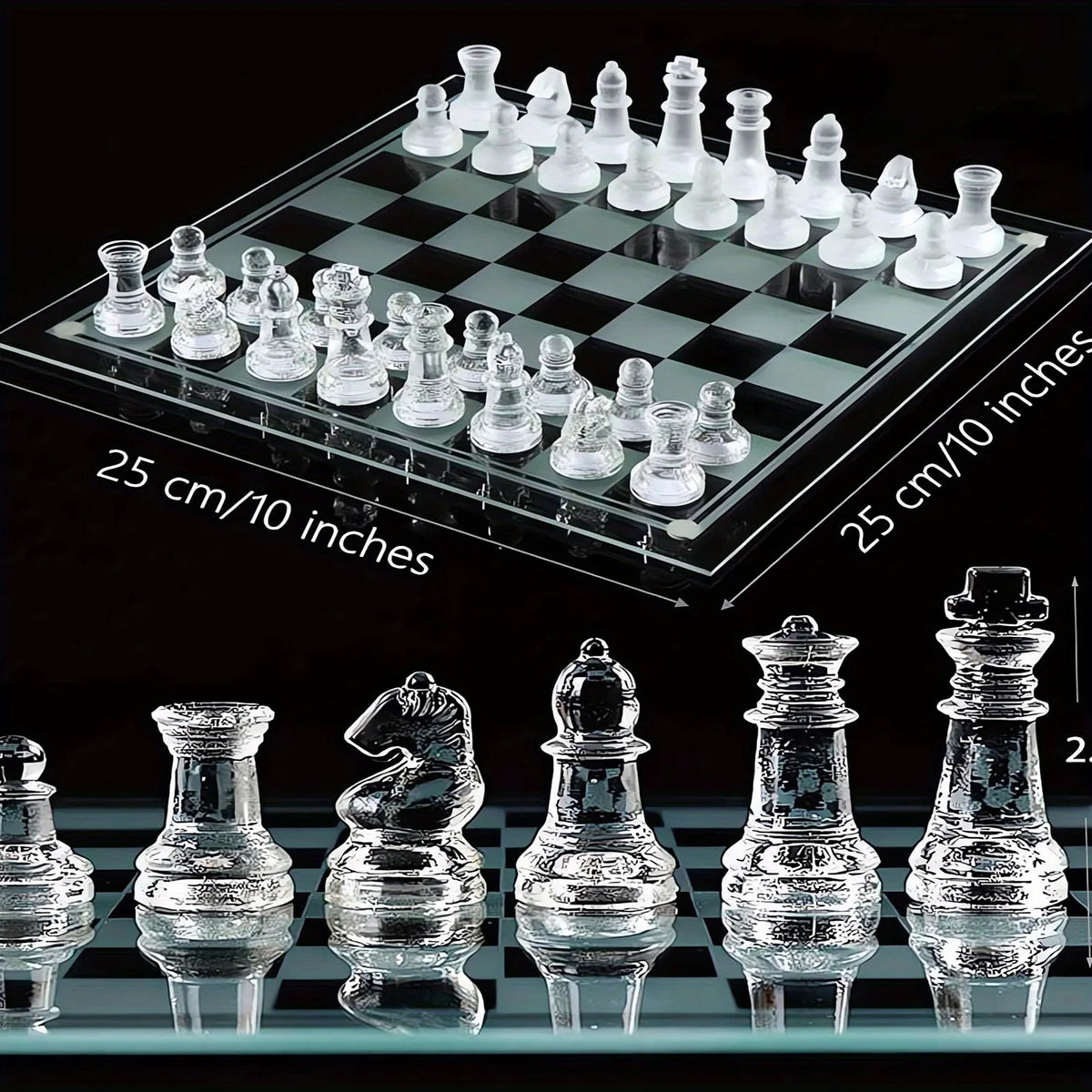 🏆 10" Handcrafted Glass Chess Set ♟️ Premium Quality | Elegant Home Décor ✨ Perfect for Game Nights & Chess Lovers