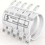 5-Pack 2M (6.6FT) USB-A to Lightning Charging Cable – 2.4A Fast Charge