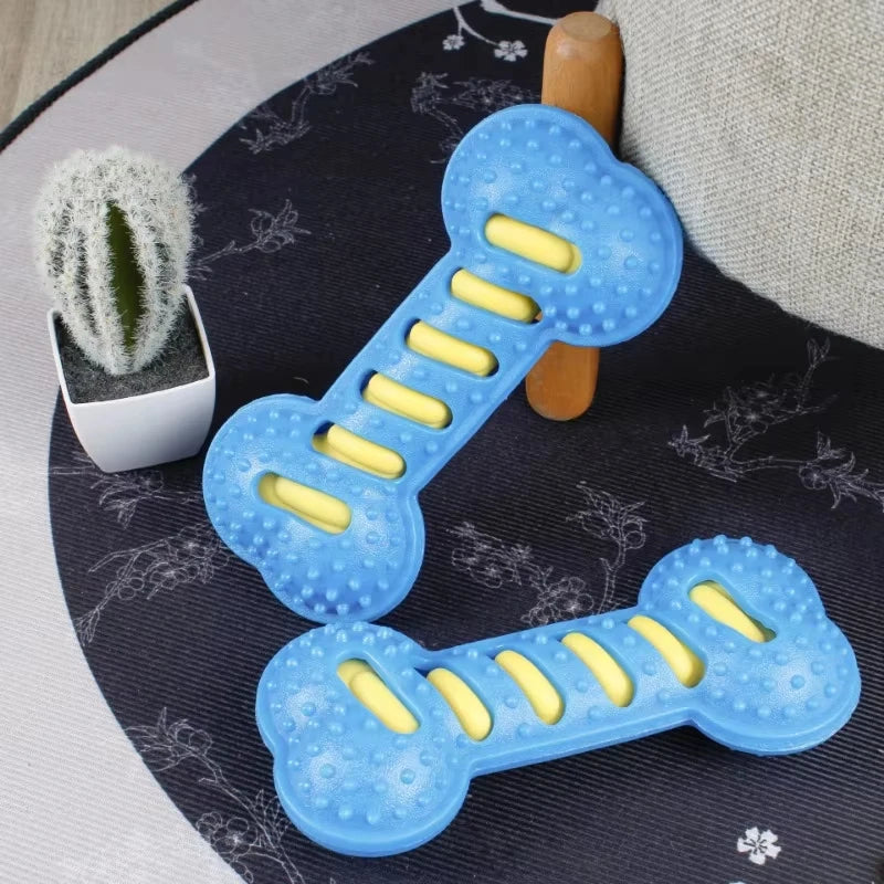 🦴🐶 Rubber Bone Dog Chew Toy – Bite Resistant Squeaky Interactive