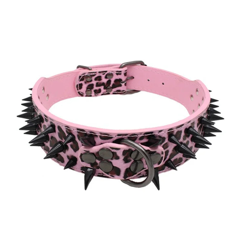 Spiked Dog Collar 🦴 Anti-Bite PU Leather Rivet Collar for Large Dogs