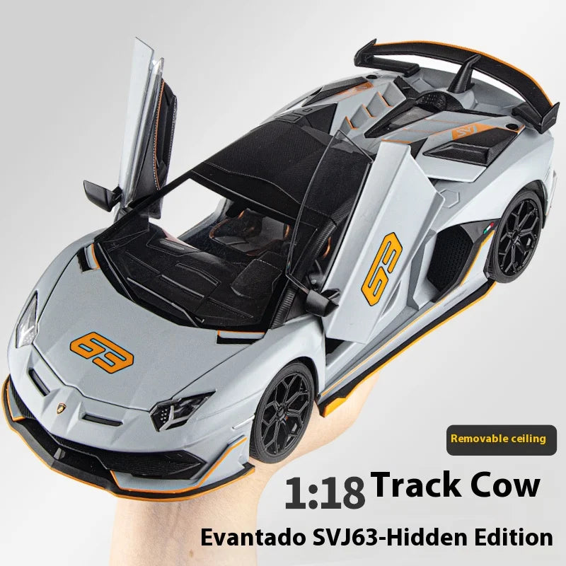 1:18 Scale SVJ63 Alloy Car Toy Model with Sound & Light Effects – Diecast Supercar Collection