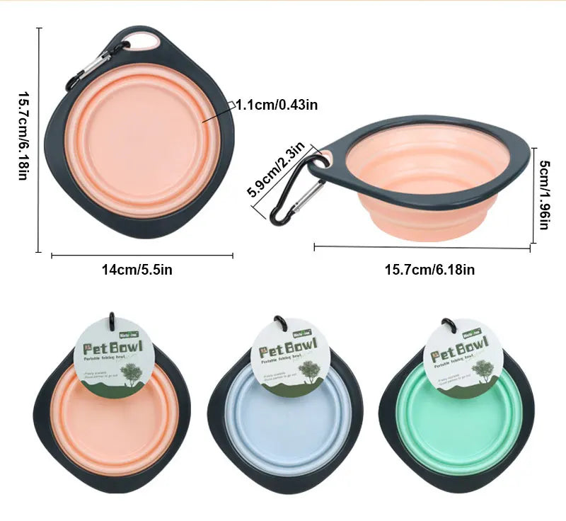 🐾🥣 Folding Silicone Pet Travel Bowl – Collapsible Outdoor Feeder