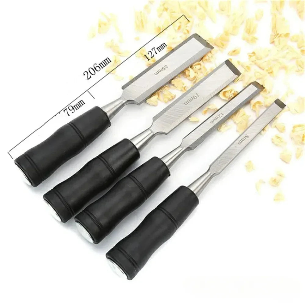 Hand Tool Wood Chisel Carbon Steel Chisel with Hammer End and Anti-Slip Handle Carpentry Tools Woodworking Chisel 19/25/32/38mm