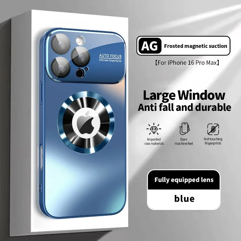 Titanium Metallic Matte MagSafe Case with Glass Camera Protection for iPhone