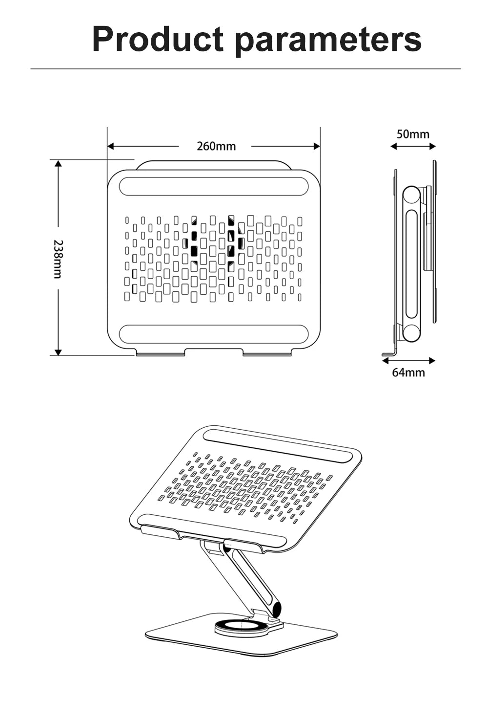 💻🔄 Portable 360° Aluminum Laptop Stand – Foldable Adjustable Holder