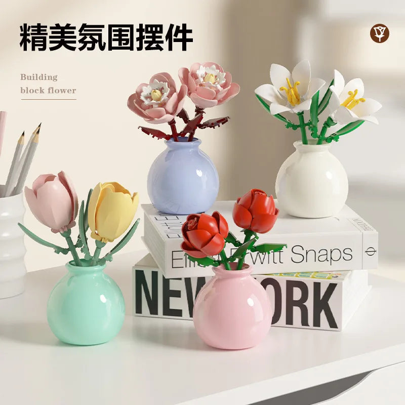 💐✨ Bouquet Flower Micro Diamond Building Blocks – Mini Micro Bricks Constructor Set for Adults & Girls Gift
