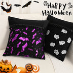 Halloween Cushion Cover – Bat & Ghost Gothic Décor