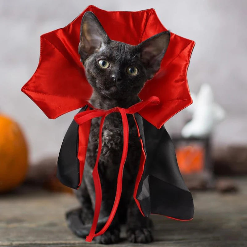 Halloween Vampire Pet Cape – Adjustable Cat & Dog Costume