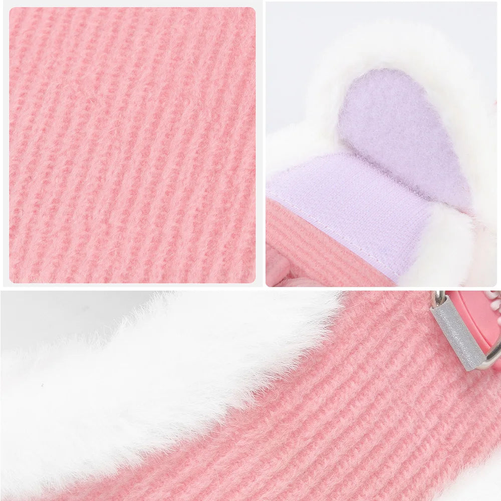 ❄️🐾 Rabbit Fur Winter Cat & Dog Harness with Leash – Reflective Adjustable Set