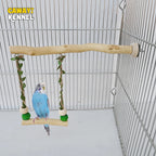 🦜🌳 Wooden Parrot Stand Pole Double Layer Swing Toy