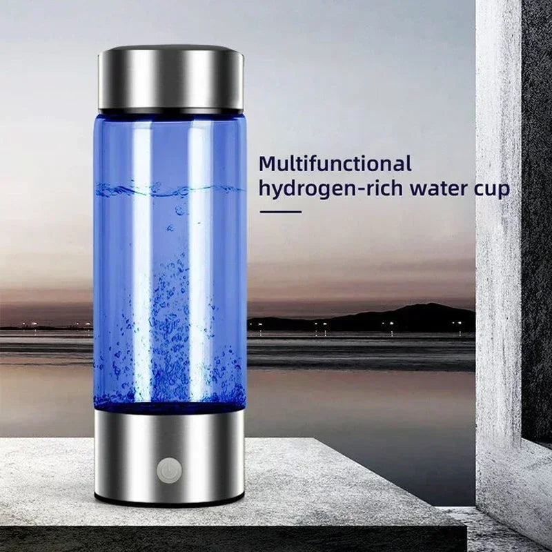 Hydrogen-Rich Water Cup Electric Hydrogen Rich Water Generator Bottle Titanium Quality Filter Portable Antioxidant Lonizer 14.2 Fluid Ounces (420ml)
