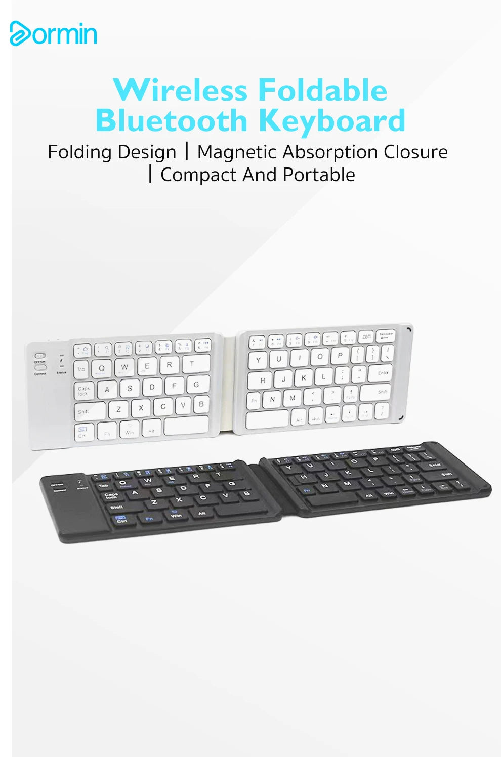 ⌨️📱 Dormin Folding Bluetooth Keyboard – Portable Silent Wireless