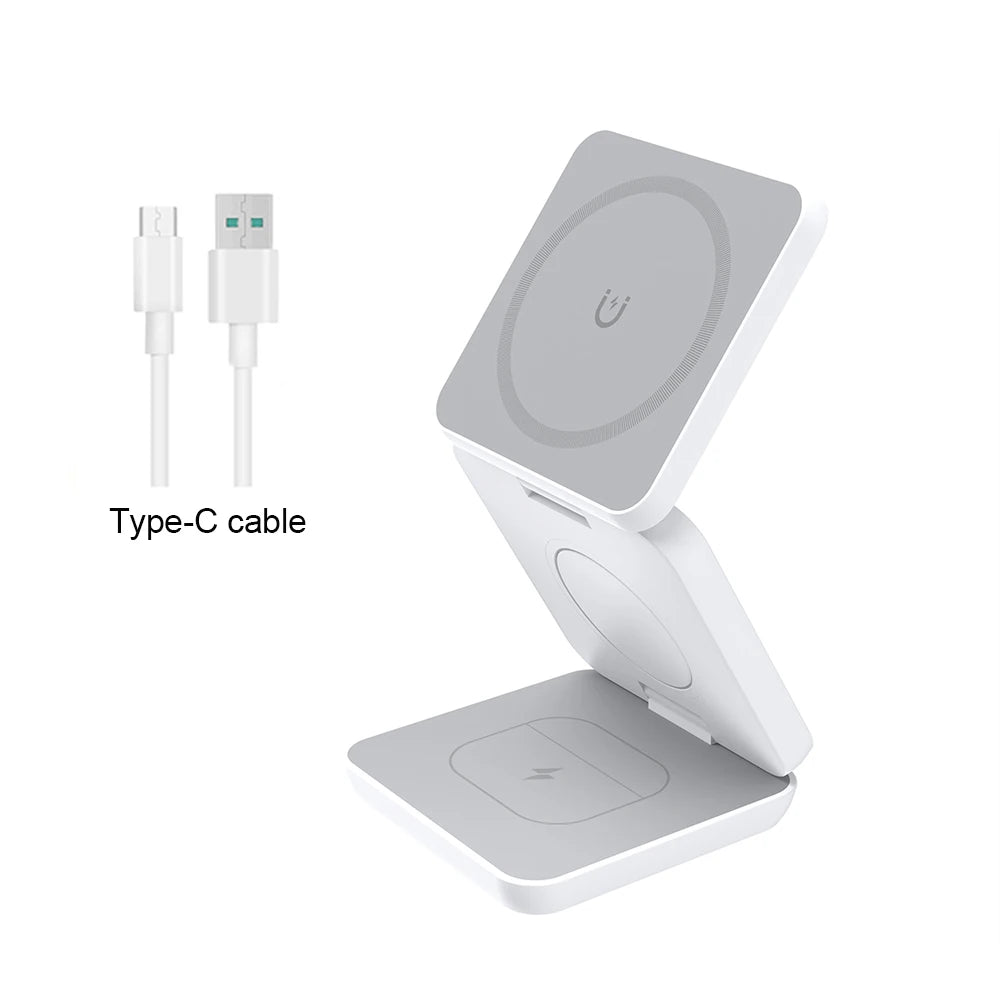 3-in-1 Foldable Magnetic Wireless Charging Station for iPhone & Apple Watch